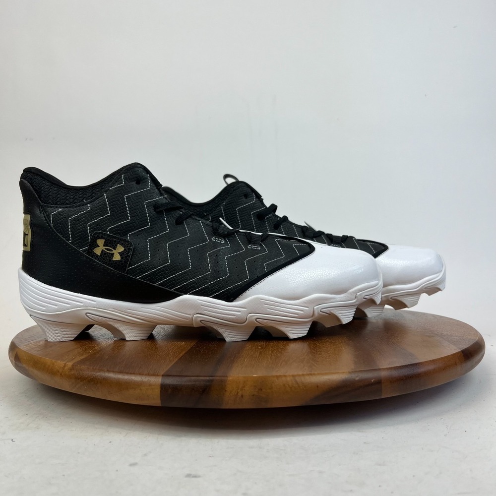 New Under Armour Harper 9 Mid Baseball Cleats Mens 14 Black White Sneakers Shoes